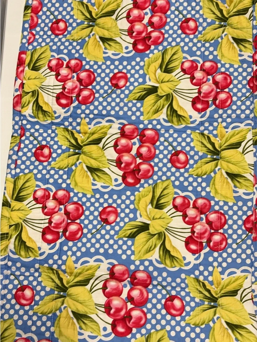 Bright Fruit Print Table Runner in Blue, Green & Red